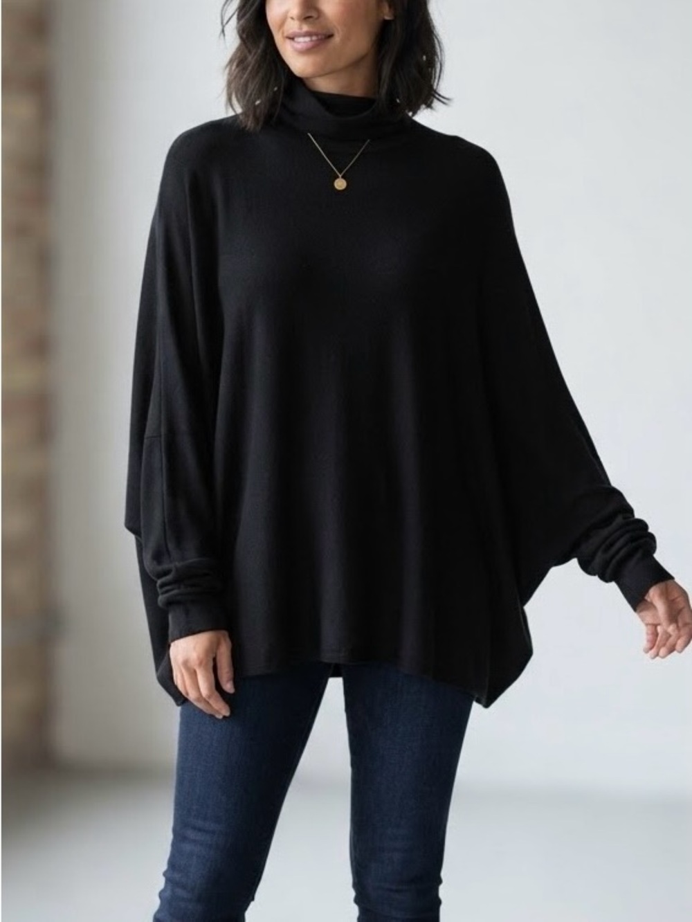 We The Free Black Oversized Turtleneck Sweater